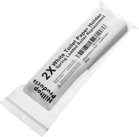 2 Pack White Toilet Paper Holder Spring Loaded Roller Replacement Rod