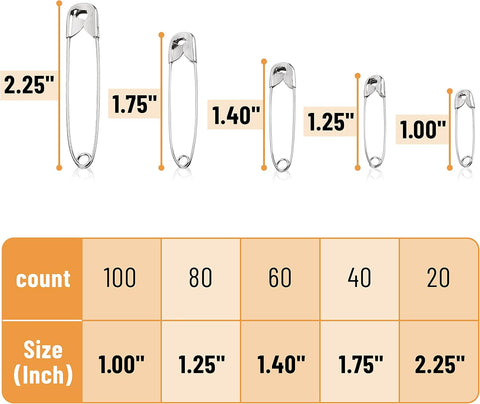 Mr. Pen- Safety Pins, 300 Pack, Small & Large Sizes, Nickel Plated Steel