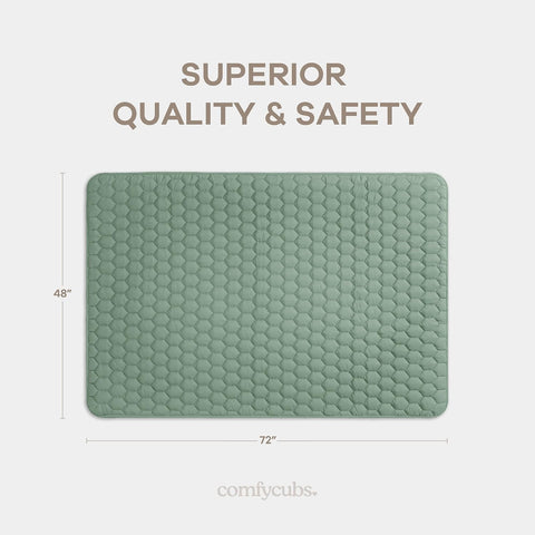 Comfy Cubs Rectangle Kids Play Mat Med 48x72in Baby Floor Mat - Fern