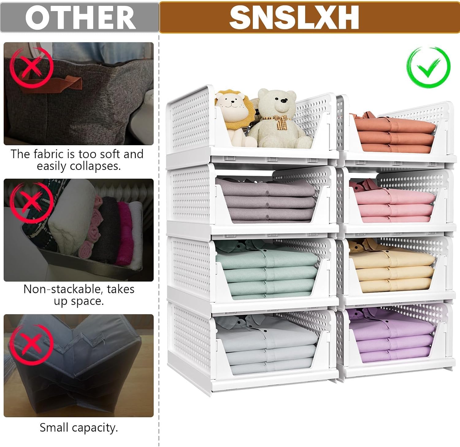 Upgraded Closet Organizers and Storage, Stackable Closet Organizer Basket