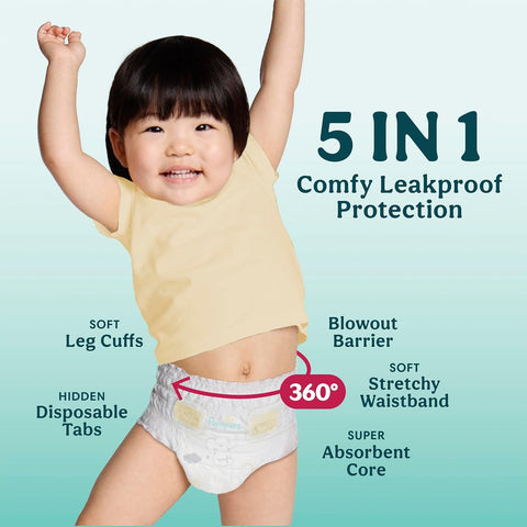 Pampers Diapers - Swaddlers 360° - Size 4, 132 Count, up to 100% Leakproof Comfy Dry Fit, EZ Off Tabs Designed for Easy Changes, Pull On Diaper