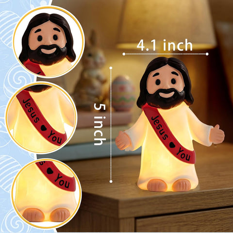 Jesus Resin Figurine,Christian Decor Gift for Mom,Mother's Day,Jesus Night Light Statue Gift for Mom,Figure for Home Office Table Decor Religious Gift