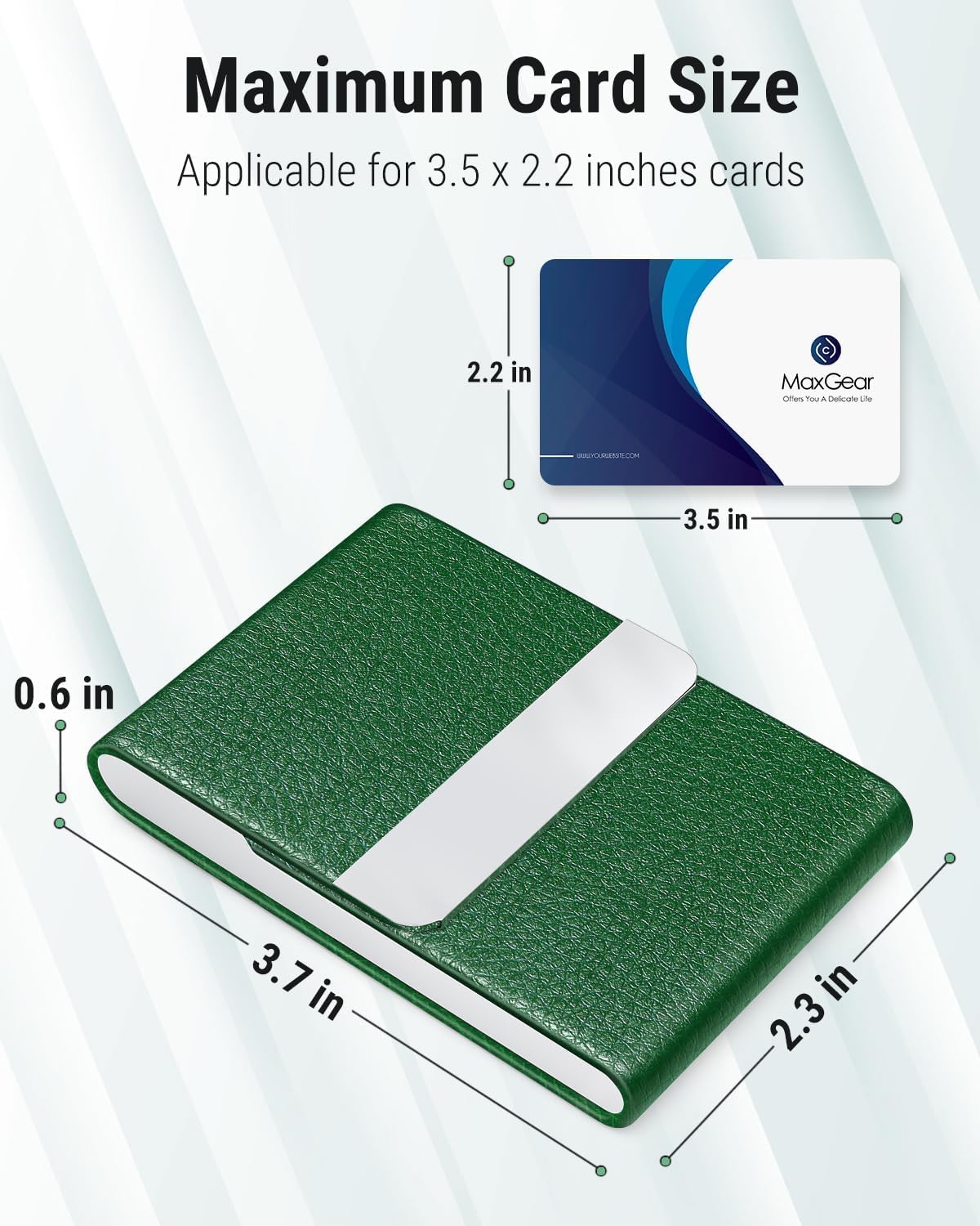 MaxGear Business Card Holder, PU Leather Business Card Case, Dark Green