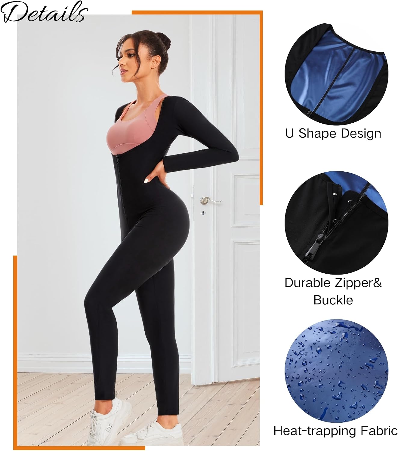 Sauna Suit for Women Full Body Waist Trainer for Belly Fat Sauna Jumpsuit Workout Sweat Suit