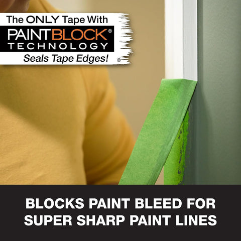 FrogTape Multi-Surface Painter's Tape with PAINTBLOCK, 1 in Wide (0.94 in x 60 yd), Quick Stick Medium Adhesion, Premium Green Painters Tape Removes Clean, 6 Roll (240659)