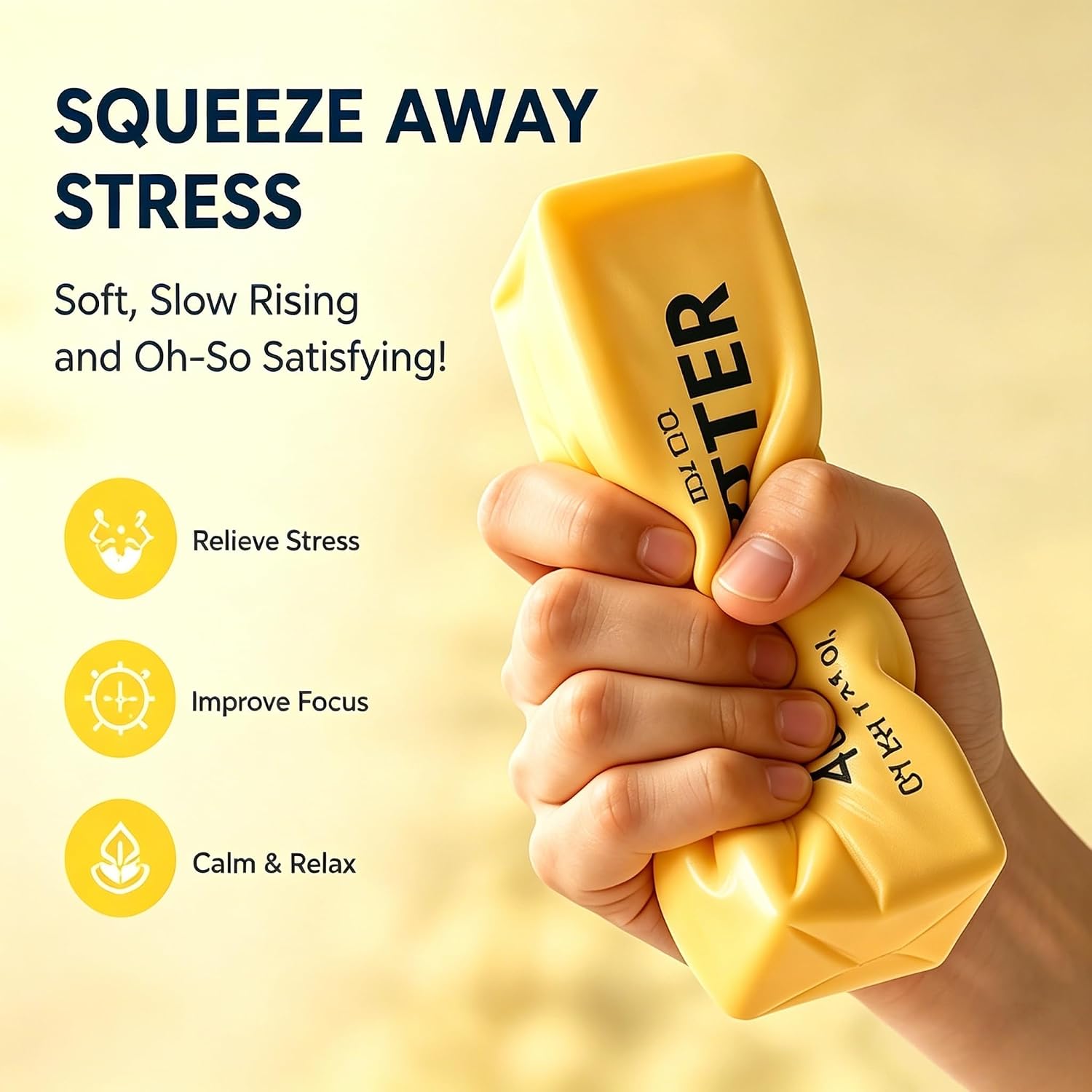 Butter Squishy,Squeeze Toys,2026 New Soft Novelty Toy,Realistic Butter Stick Fidget, Slow Rising Soft Stress Toy for Adults Stress Relief & Anxiety Relief (Butter-1PCS)