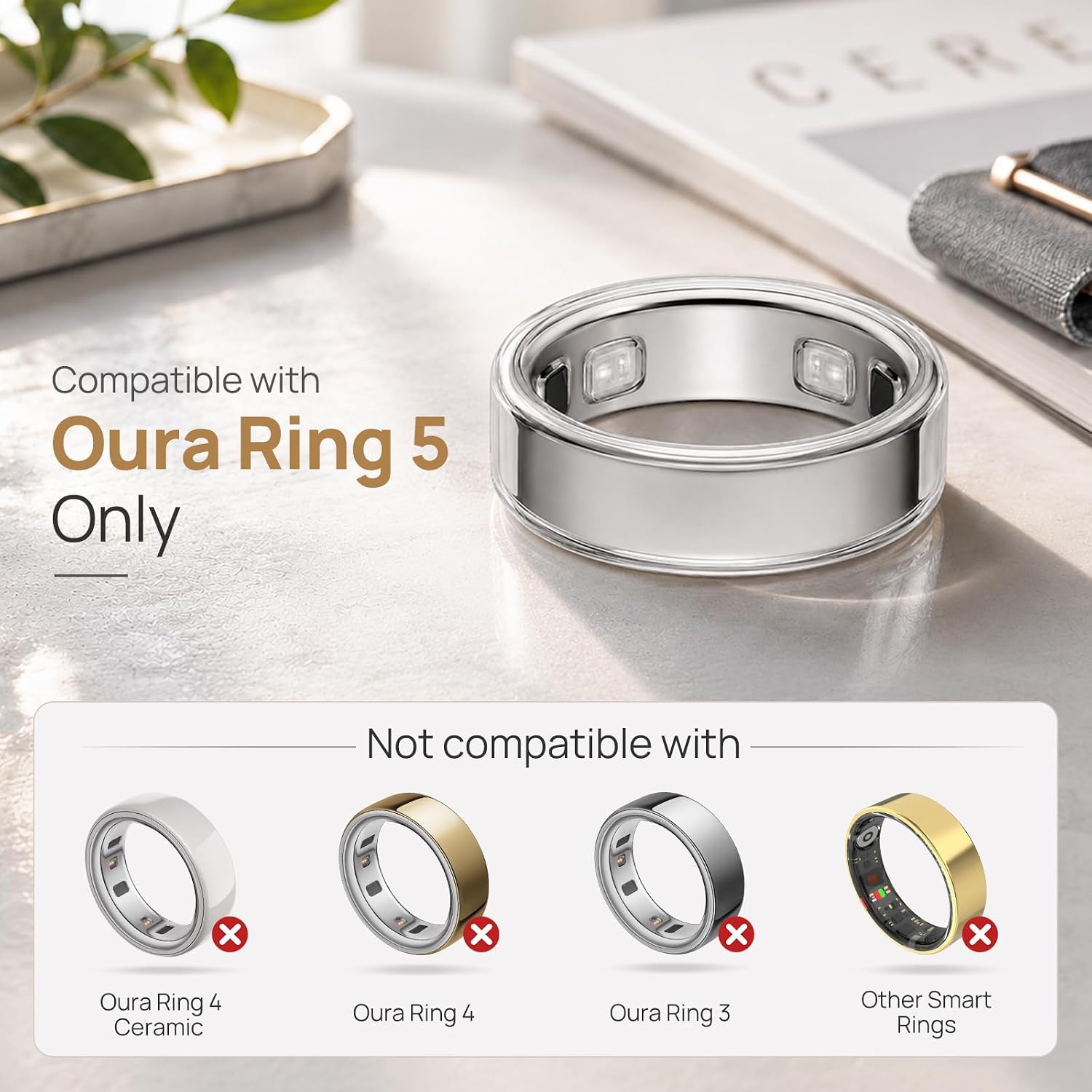3 Pack Clear Ring Cover Compatible with Oura Ring 5