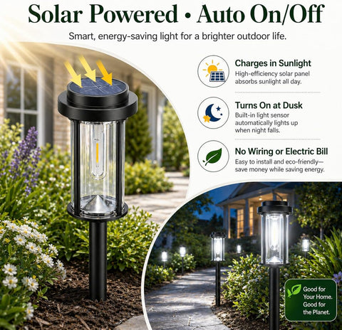 DERAYSION Solar Lights Outdoor Pathway, 8 Pack LED Solar Garden Lights