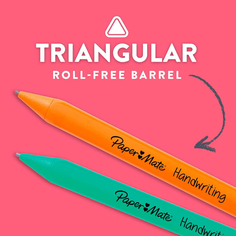 Paper Mate Handwriting Triangular Mechanical Pencils with Lead & Eraser Refills, 1.3mm, Fun Barrel Colors, 5 Count - School Supplies, Kids Writing