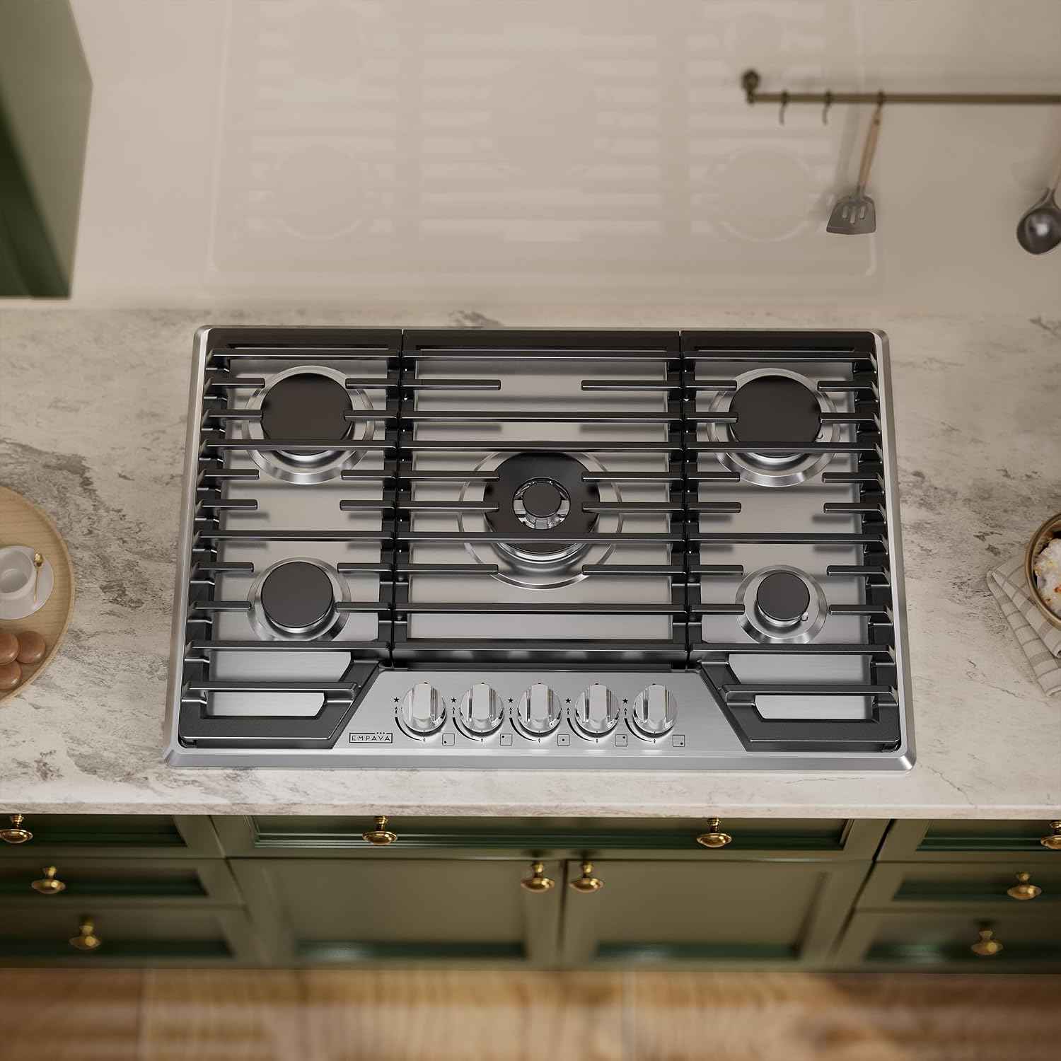 Empava 30-Inch Gas Cooktop, 5 SABAF Burners, NG LPG Stainless Steel Stove