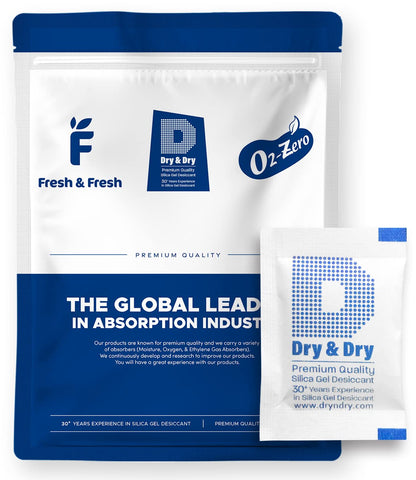 Dry & Dry 2 Gram [500 Packets] Silica Gel Packets Desiccants, Silica Packets - Rechargeable Moisture Absorbers for Food Storage, Electronics, 3D Filament & Safes