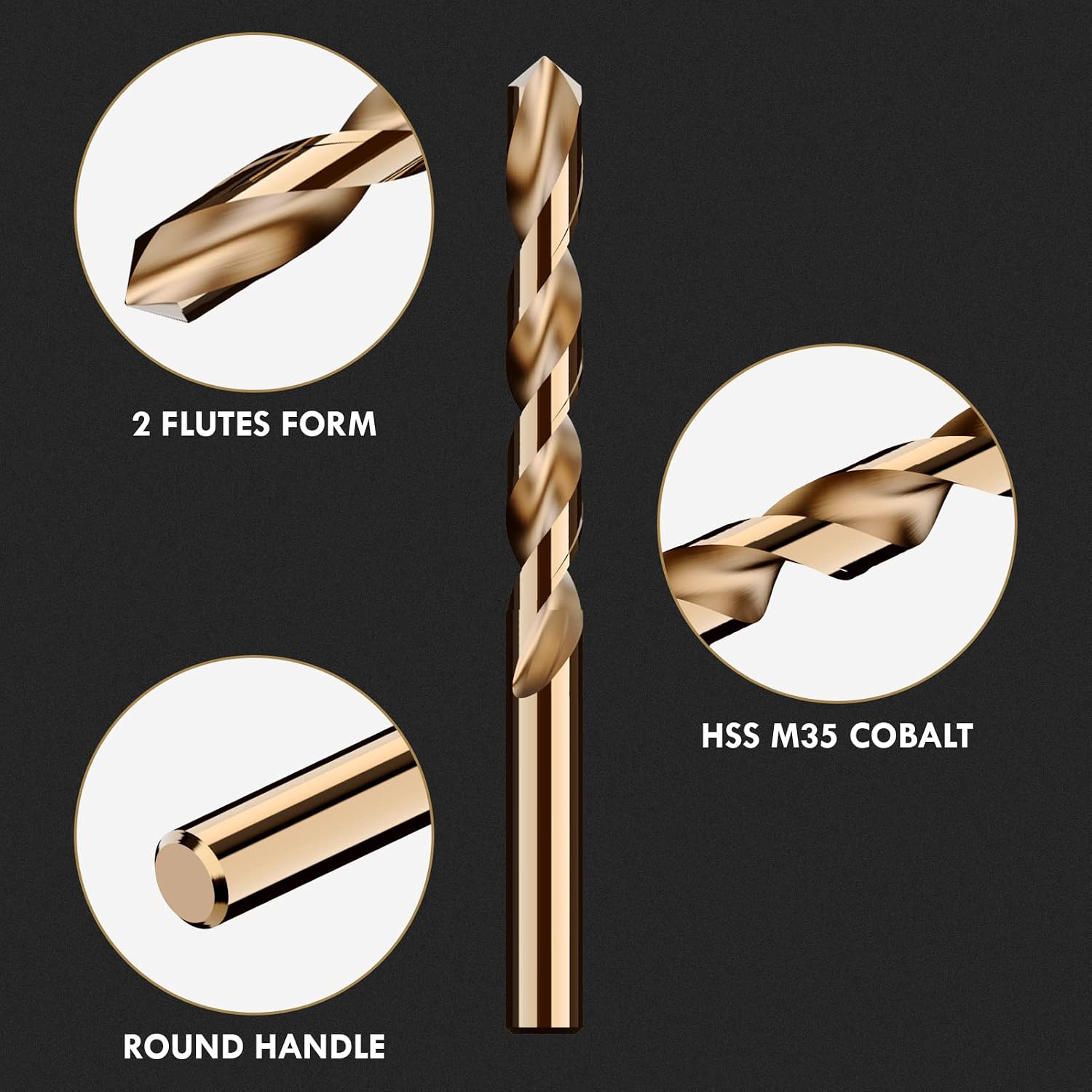 3/8"(5pcs) Cobalt Drill Bit Set M35 HSS Jobber Length