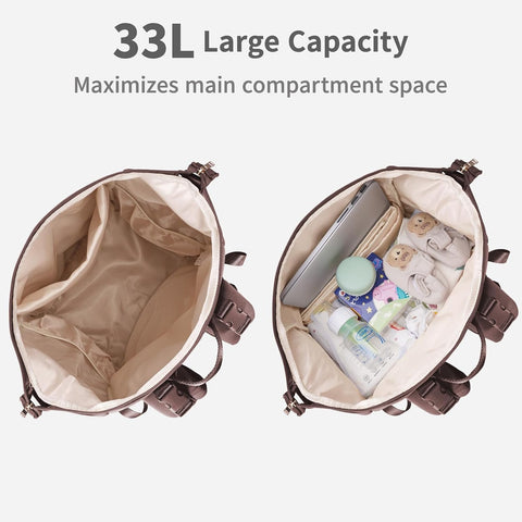 CEI-CEI Neoprene Diaper Bag Backpack with Insulated Pockets, Large Newborn Baby Maternity Bags Travel Tote with Changing Pad