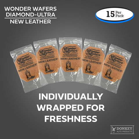 Wonder Wafers - Diamond-Ultra Scented Car Air Fresheners - Individually Wrapped (15 Per Pack) (New Leather)