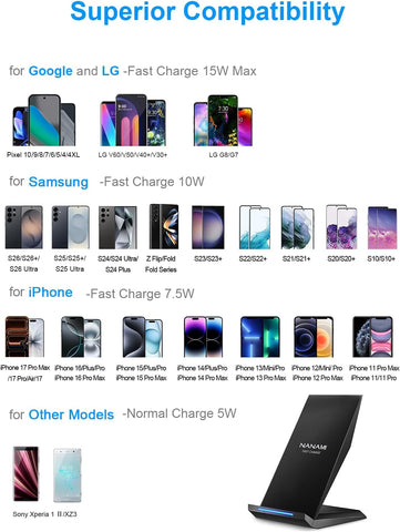 NANAMI Fast Wireless Charger, Wireless Charging Stand