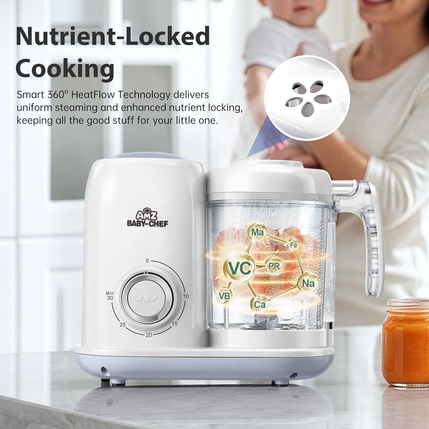 AMZBabyChef Baby Food Maker Blender: 4-in-1 Steamer and Puree Processor