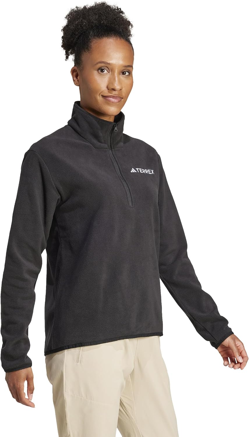 adidas Womens Multi Essentials Zip Fleece Jacket Hiking Athletic Outerwear Casual - Black