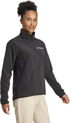 adidas Womens Multi Essentials Zip Fleece Jacket Hiking Athletic Outerwear Casual - Black