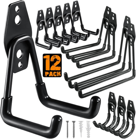 HUPBIPY 12 Pack Garage Hooks Heavy Duty, Wall Mount Ladder Hooks