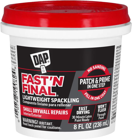 DAP Fast 'N Final Lightweight Spackling, White, 8 Oz (7079812140)