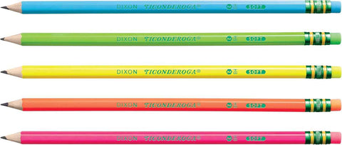 Ticonderoga Neon Pencils, #2 Pre-Sharpened Wood Pencils with Erasers, 18-Count, 13018 (Pack of 6, 108 Count Total)
