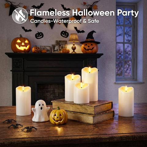 Raycare Outdoor Waterproof Flameless LED Pillar Candles with Remote Timer