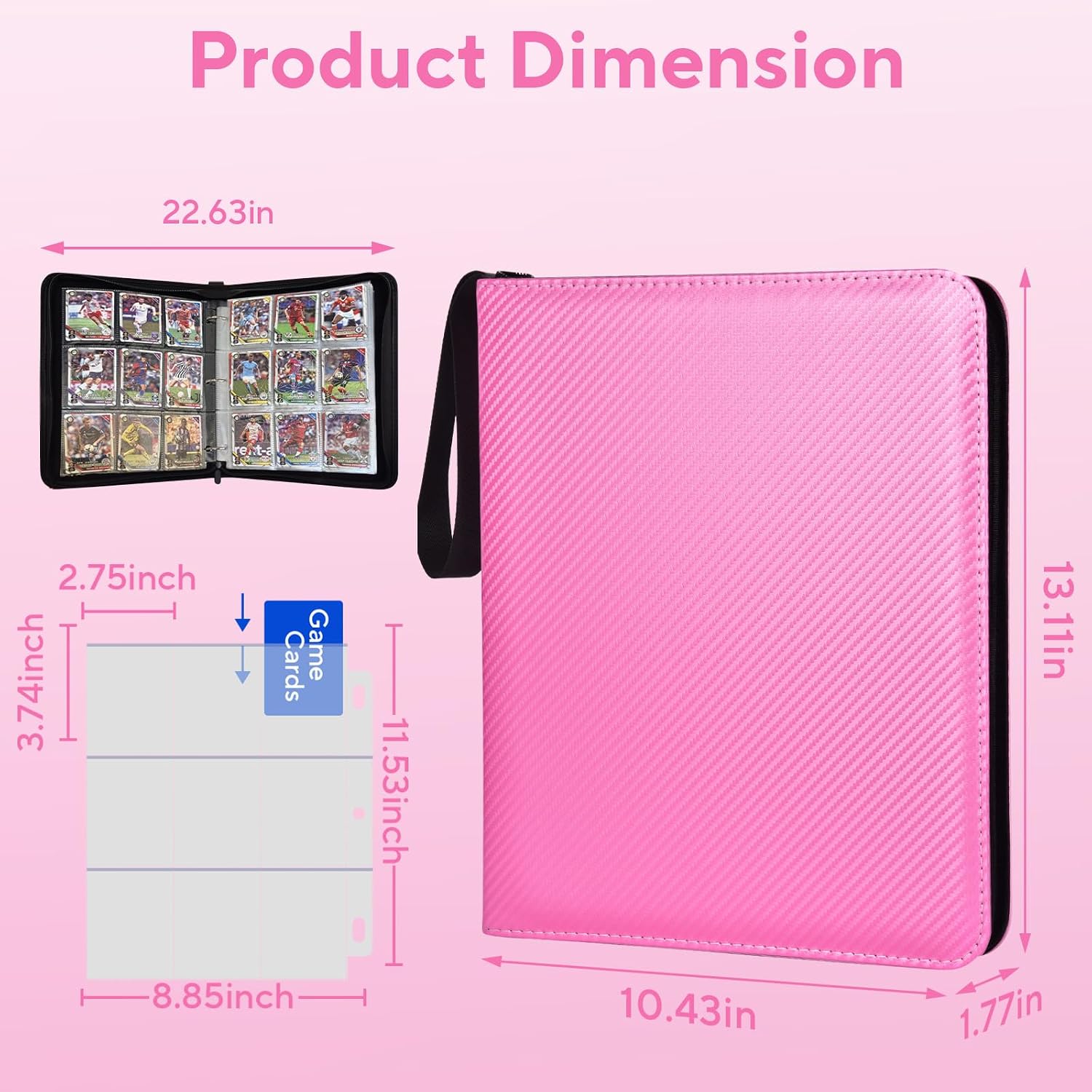 Portable 9-Pocket Trading Card Binder, Holds 1080 Cards