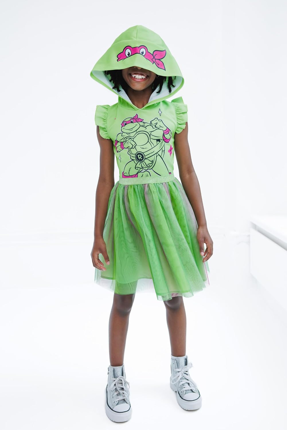 Teenage Mutant Ninja Turtles Girls Scuba Cosplay Hooded Tulle Tutu Dress Toddler to Big Kid Sizes (2T - 10-12)