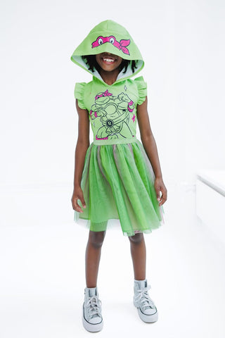Teenage Mutant Ninja Turtles Girls Scuba Cosplay Hooded Tulle Tutu Dress Toddler to Big Kid Sizes (2T - 10-12)
