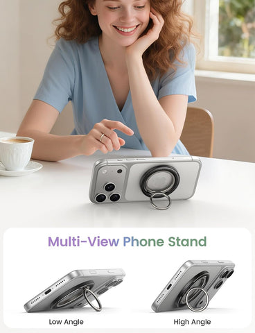 Lamicall Magnetic Phone Ring Grip Holder for MagSafe, Crystal Clear Black