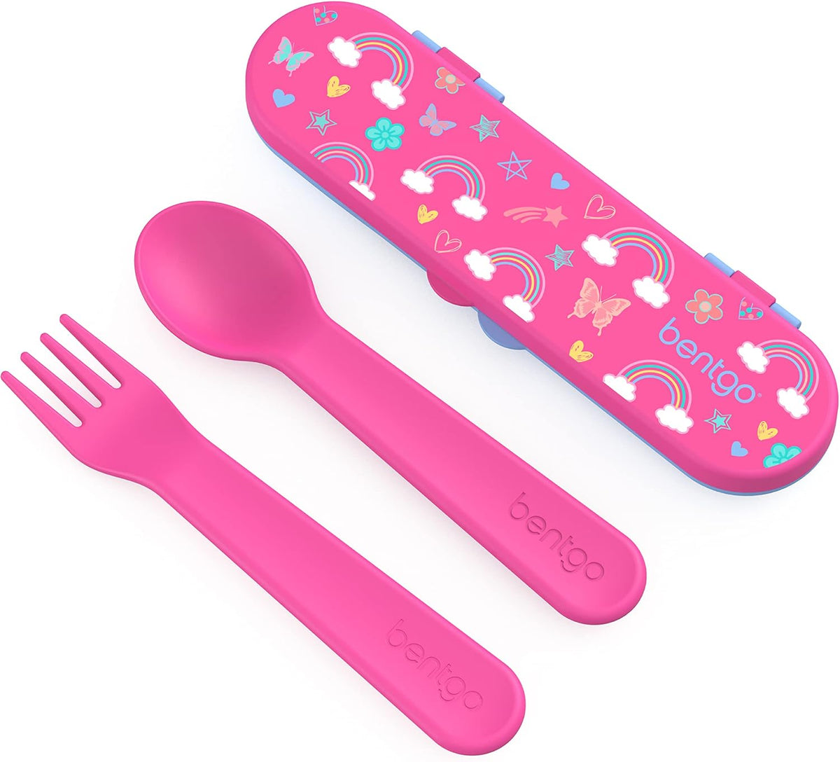 Bentgo Kids Plastic Utensil Set with Fork, Spoon, & Storage Case