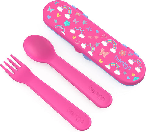 Bentgo Kids Plastic Utensil Set with Fork, Spoon, & Storage Case