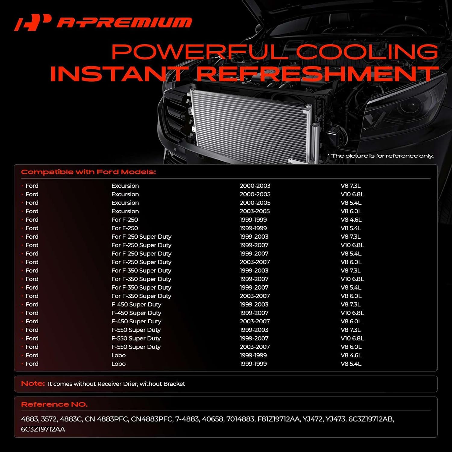 A-Premium Air Conditioning Condenser Compatible with Ford