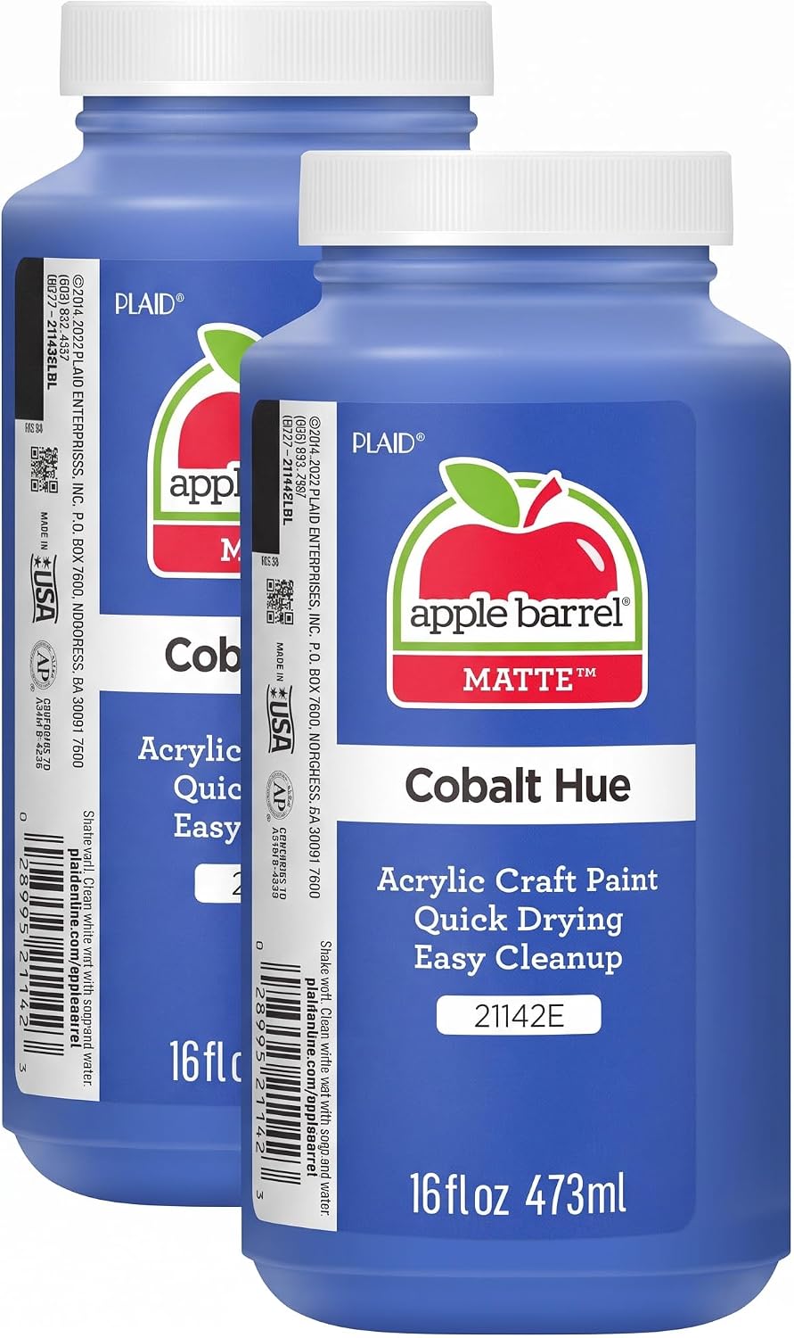 Apple Barrel Acrylic Paint in Assorted Colors (16 Ounce), 21142 Cobalt Blue, (Pack of 2)