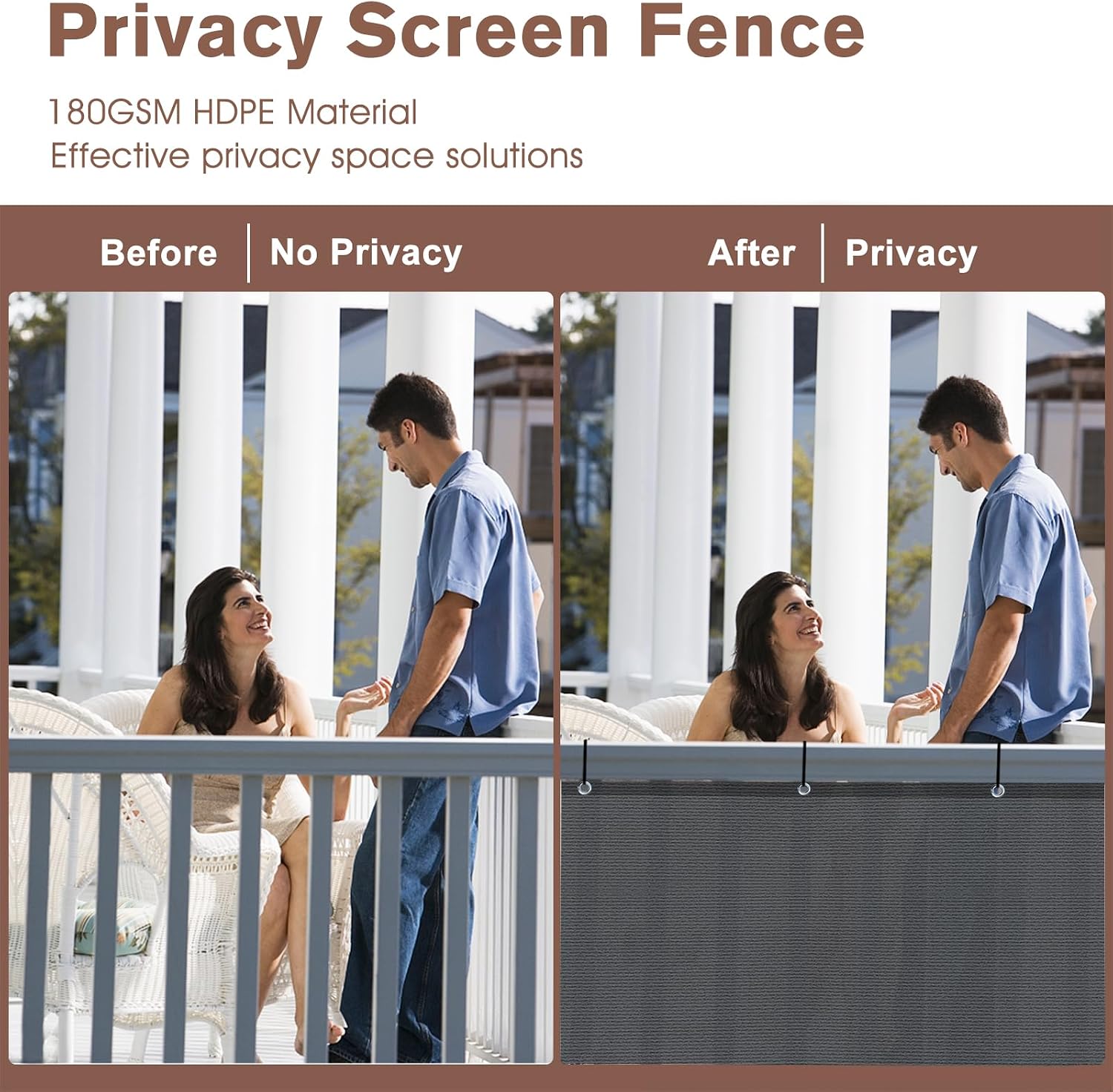 SUNNY GUARD 3' x 23' Balcony Privacy Screen, HDPE Patio Railing Cover Fence