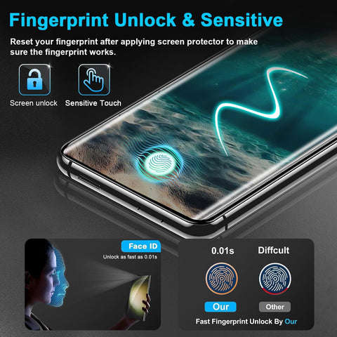 3 Pack Galaxy S21 Ultra Screen Protector, HD Clear Tempered Glass, Fingerprint Unlock, 3D Curved, Scratch Resistant, No Bubble for Samsung Galaxy S21 Ultra 5G Glass Screen Protector