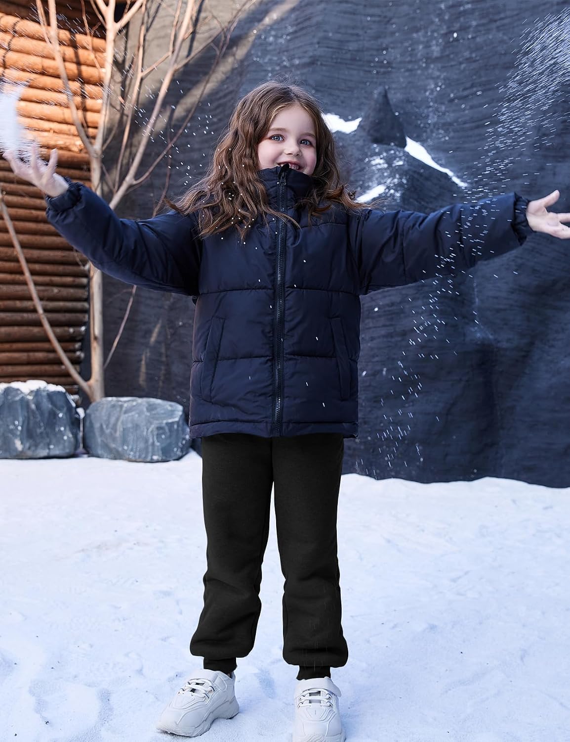 Flygo Girls Boys Fleece Joggers Sherpa Lined Winter Warm Sweatpants