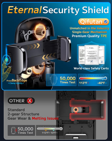 Qifutan Phone Holders for Your Car with Military-Grade Suction Phone Stand for Car [Super Stable] Automobile Car Mount for iPhone Universal Car Dashboard Windshield Mount Fit iPhone Smartphones