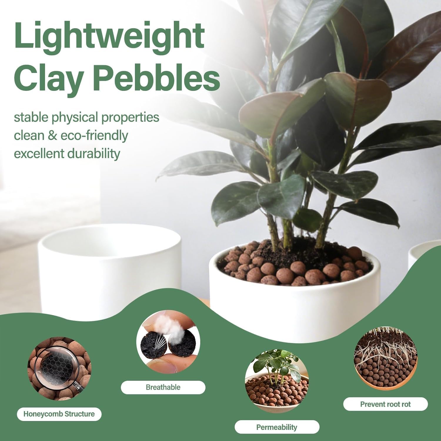 Halatool 2LB Leca Clay Pebbles for Plants, 4-16mm Hydro Balls for Drainage