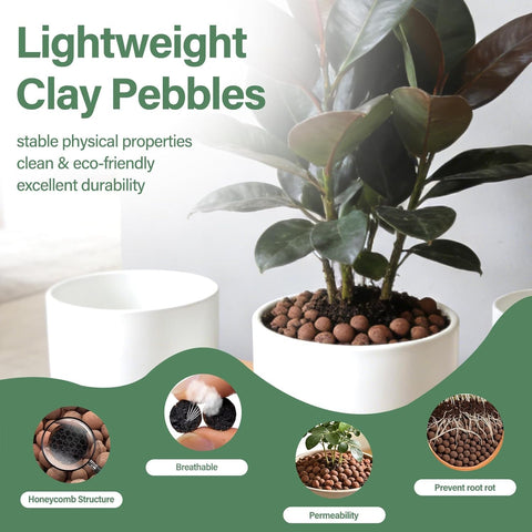 Halatool 2LB Leca Clay Pebbles for Plants, 4-16mm Hydro Balls for Drainage
