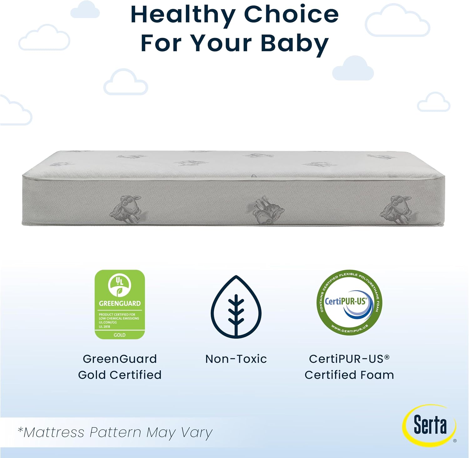Serta Perfect Start Deluxe Limited Dual Sided Baby Crib Mattress and Toddler Mattress, GREENGUARD Gold Certified, Firm Support, Waterproof, 7 Year Warranty, Made in USA