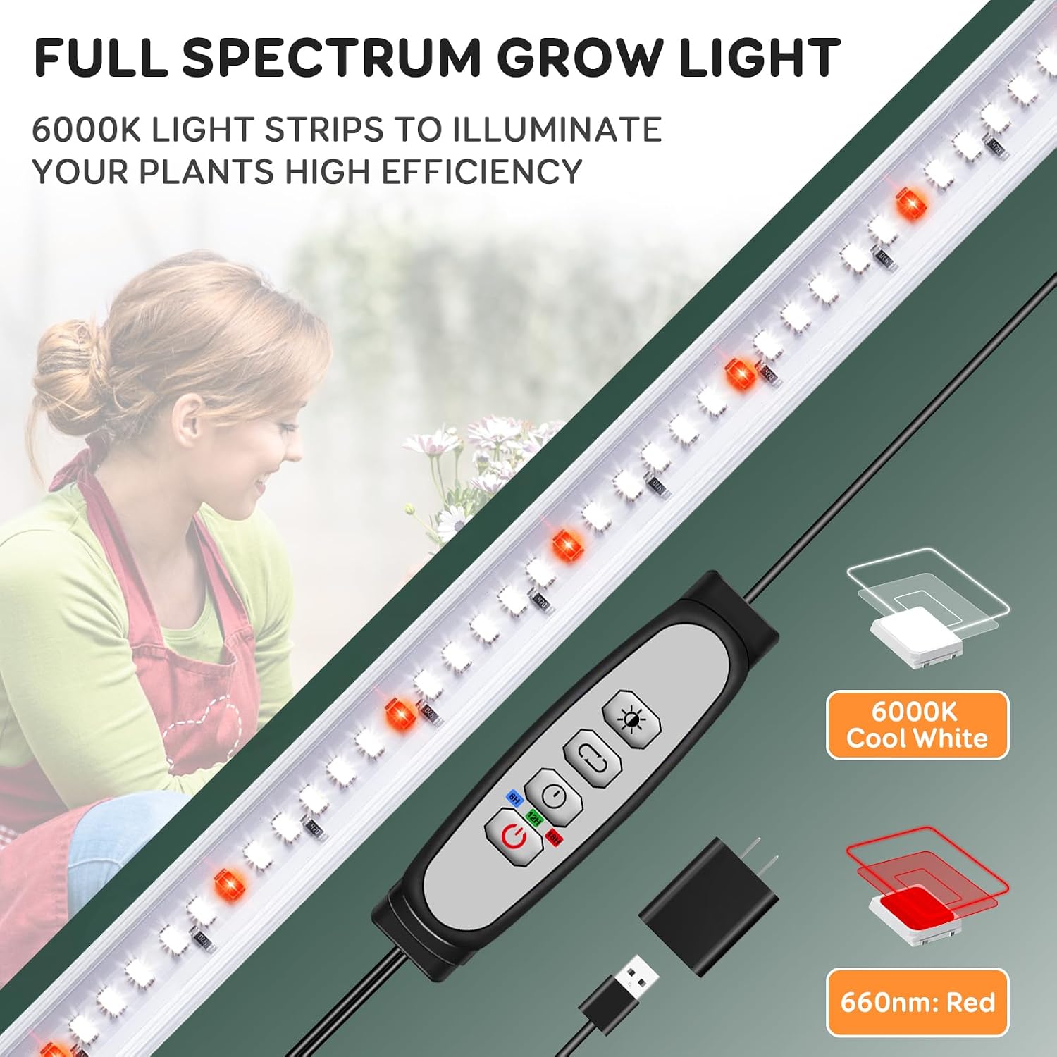 SDOVUERC 16'' 2 Bars Grow Light Strips for Indoor Shelves Plants Growing.