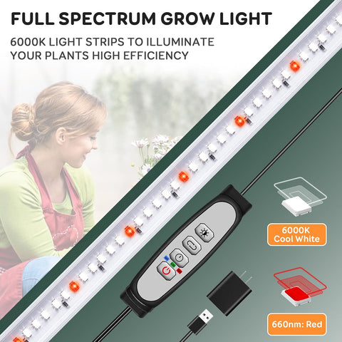 SDOVUERC 16'' 2 Bars Grow Light Strips for Indoor Shelves Plants Growing.