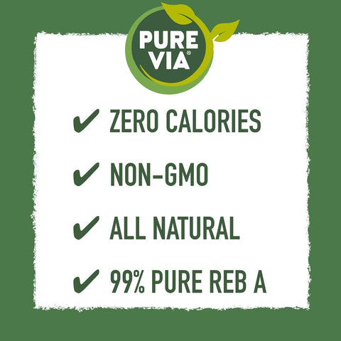 PURE VIA Stevia Sweetener Packets, Sugar Substitute, Natural Sweetener, Zero Calorie Natural Sweetener Packets, 1,000 Count