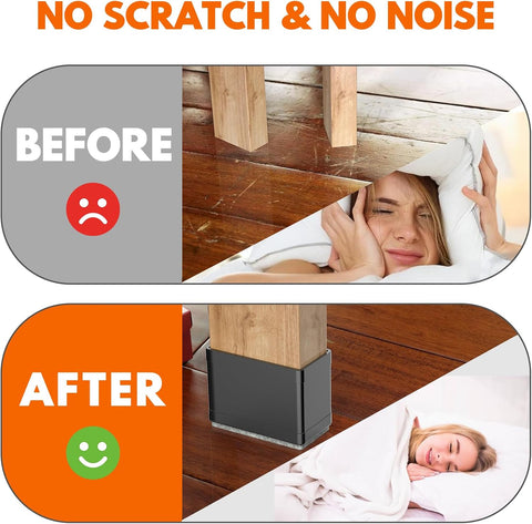 Rectangle Chair Leg Protectors for Hardwood Floors.(Black, 0.75 x 1.25)