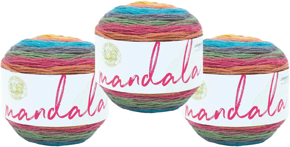 Lion Brand Yarn, Mandala DK Crochet Yarn, Groot, Multicolor, 3 Pack