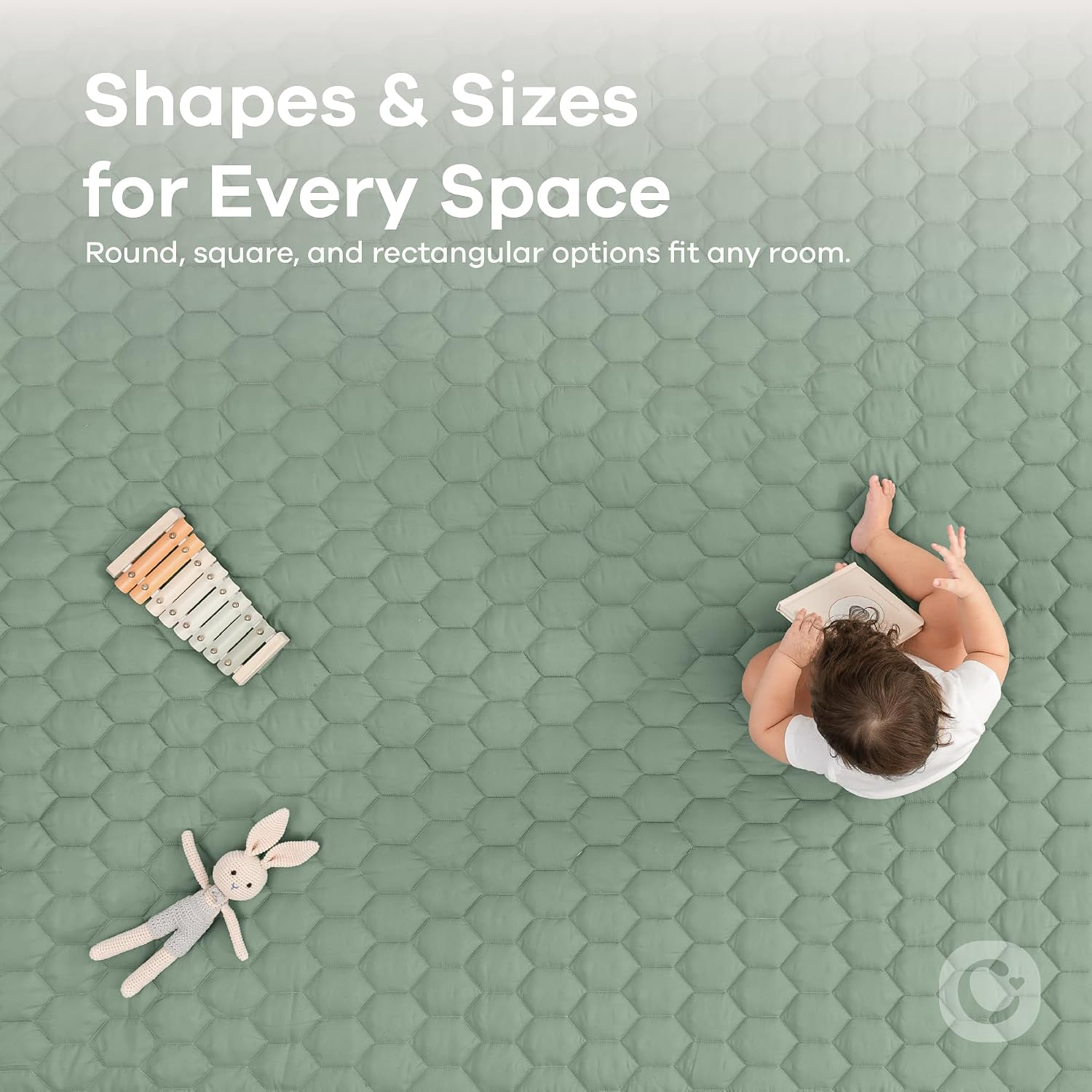 Comfy Cubs Rectangle Kids Play Mat Med 48x72in Baby Floor Mat - Fern