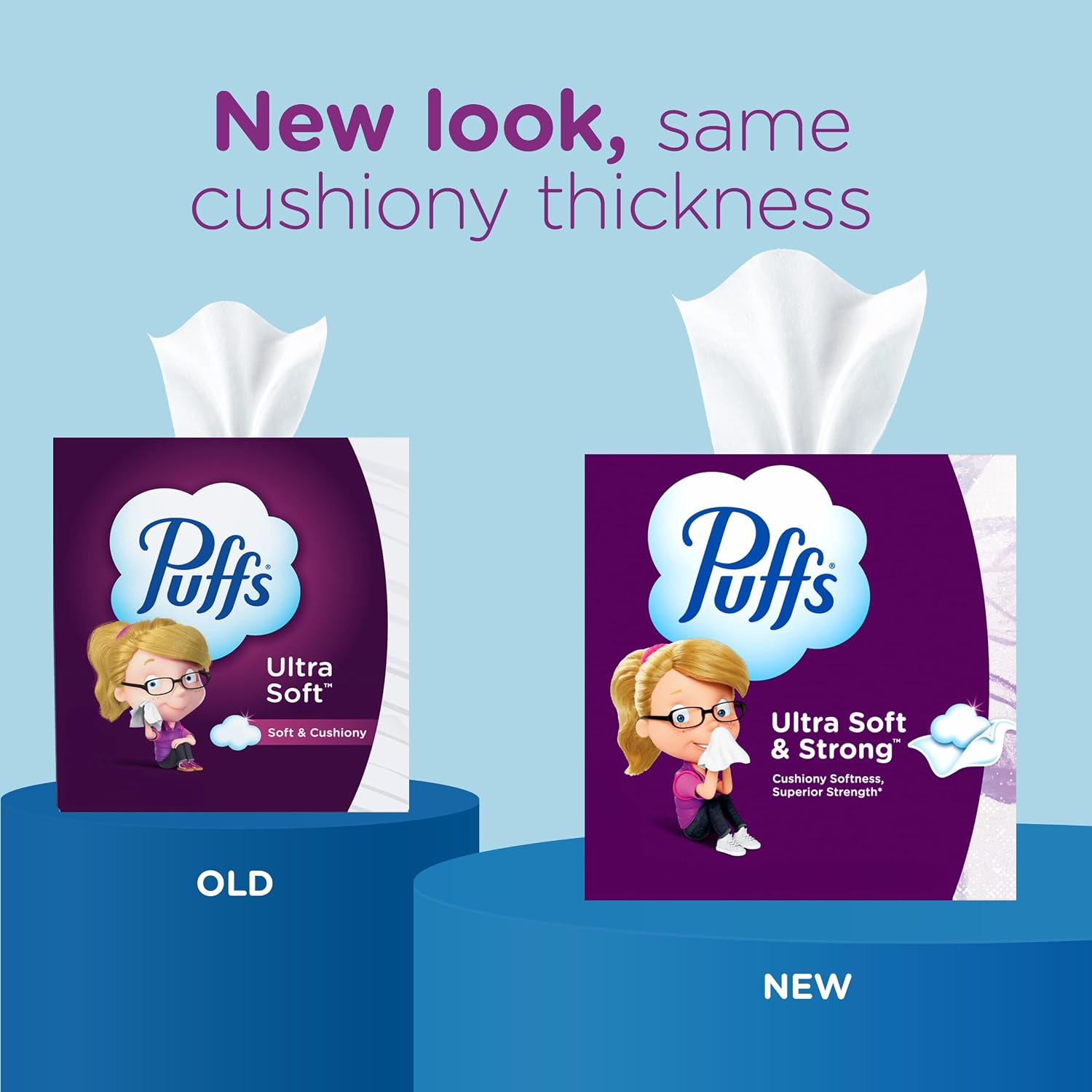 Puffs Facial Tissue Ultra Soft Non-Lotion, 18 Cube Boxes, 56 Facial Tissues per Box, Allergies and Colds (Packaging May Vary)