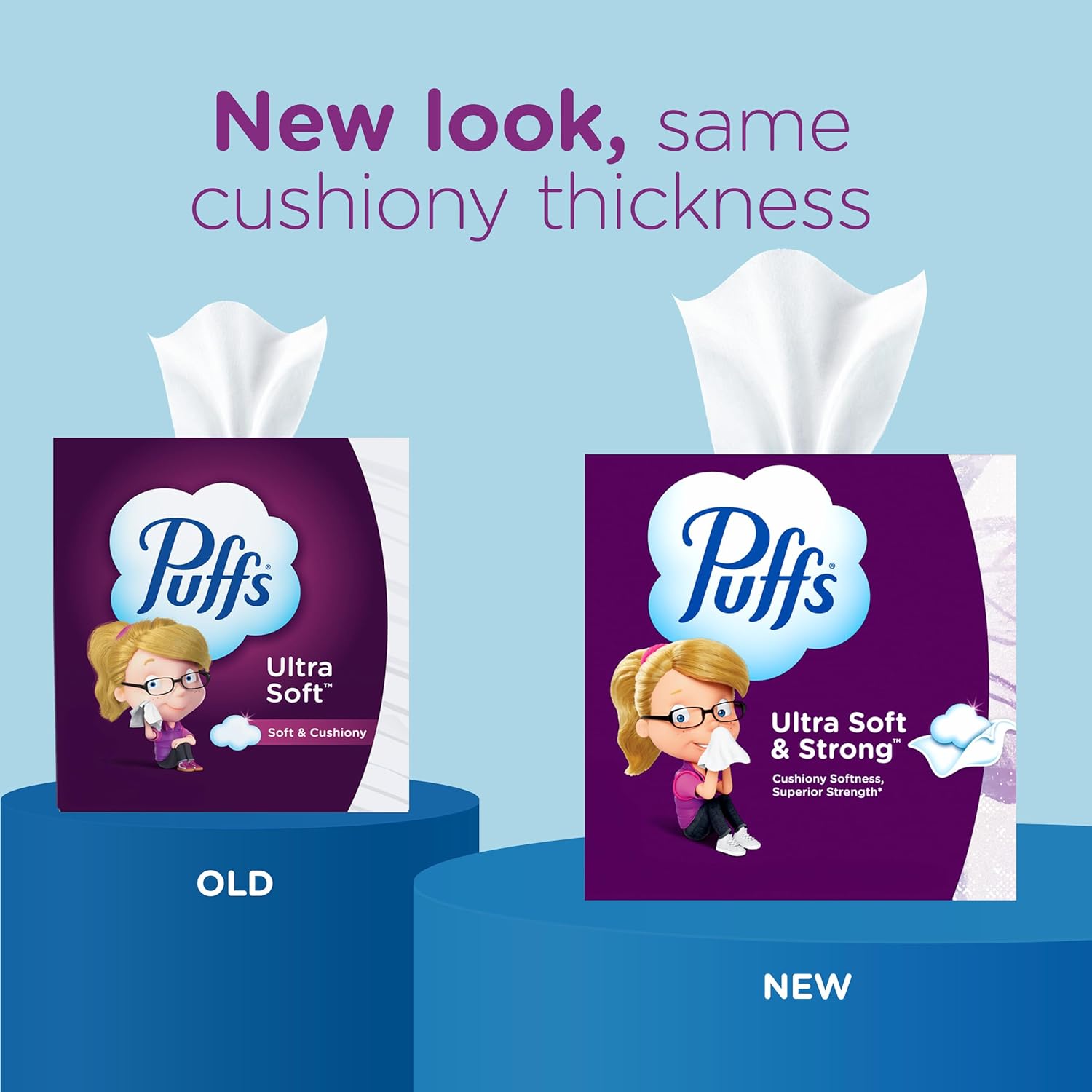 Puffs Facial Tissue Ultra Soft Non-Lotion, 8 Rectangle Boxes, 124 Facial Tissues per Box, Allergies and Colds (Packaging May Vary)