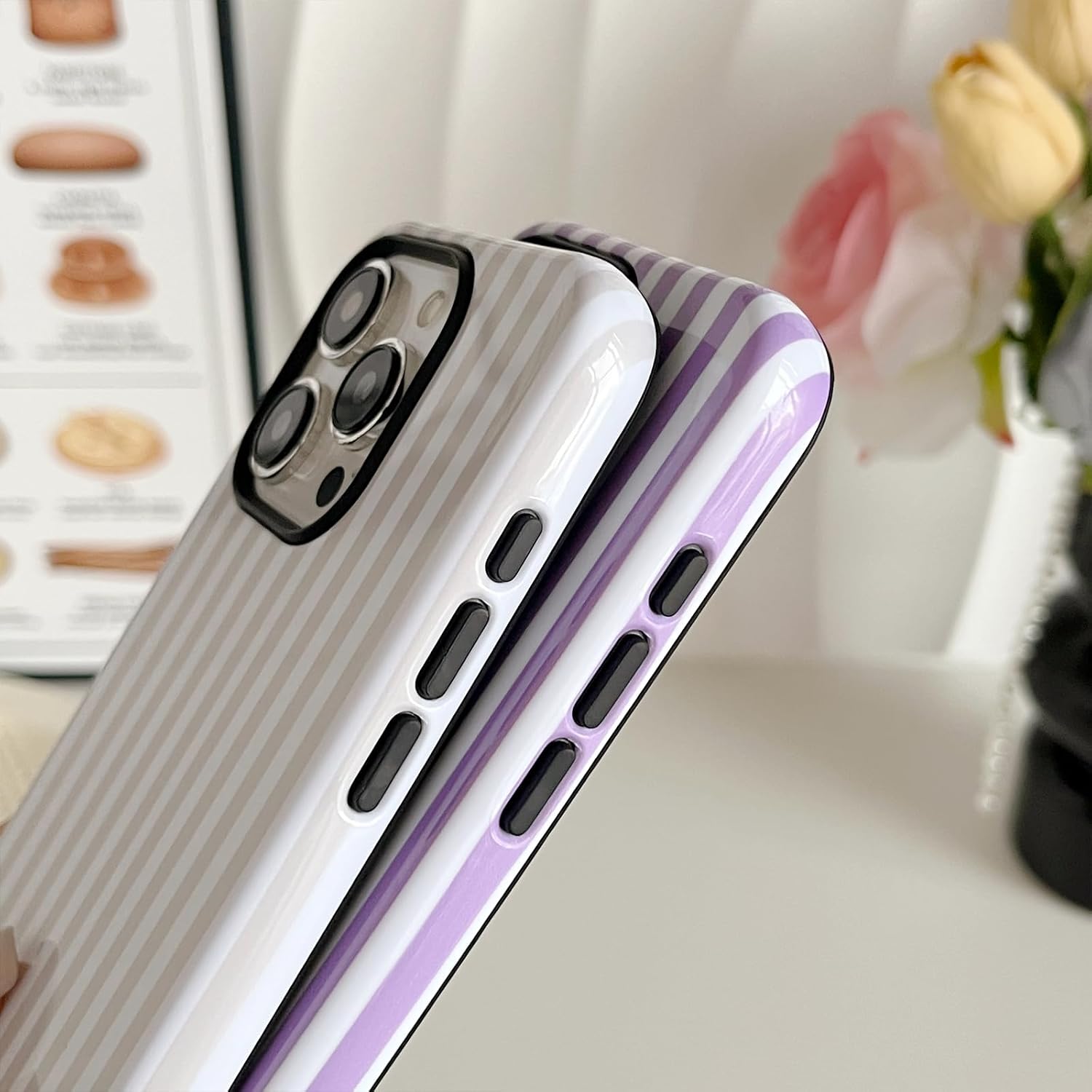 Longlayss Compatible with iPhone 15 Pro Max Case Cute Striped Phone Case